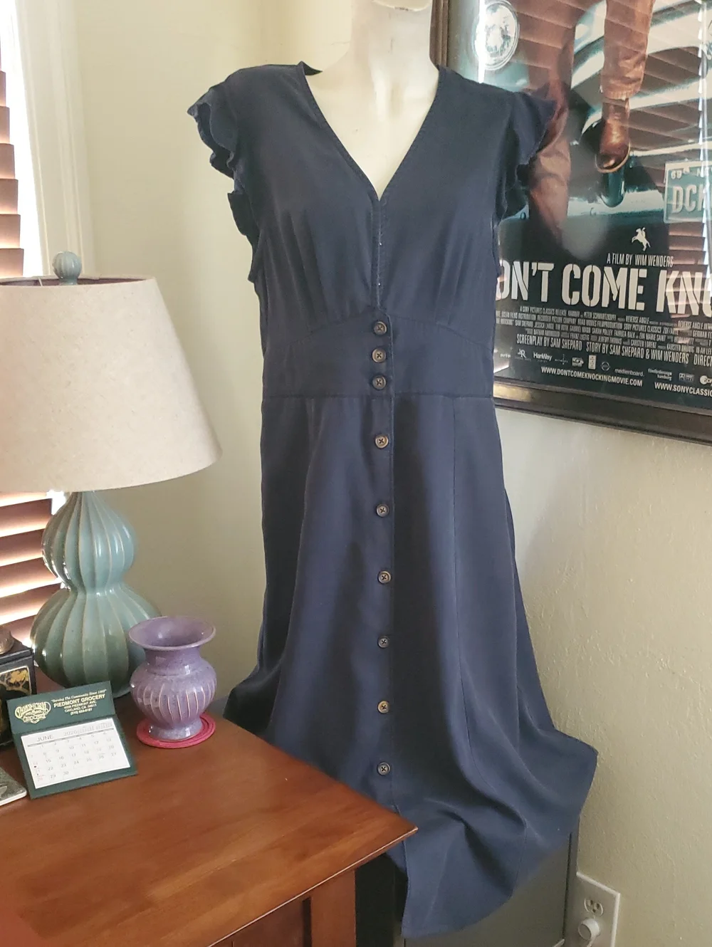 Quince Navy Midi Dress - Picture 1 of 5